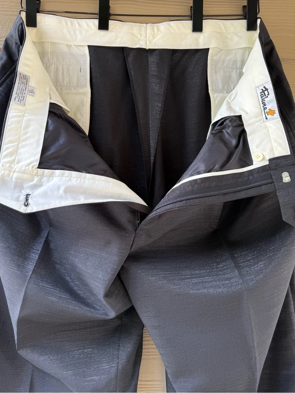 Falcone Men's Black Silver Polyester Jacket Blazer & Pants 2pc Suit Size 52L/47L